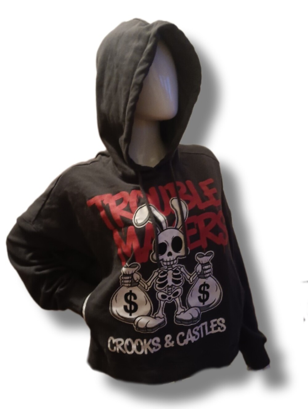 NOW $5. Crooks & Castles Black Hoodie with Red and White Graphic